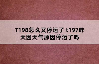 T198怎么又停运了 t197昨天因天气原因停运了吗